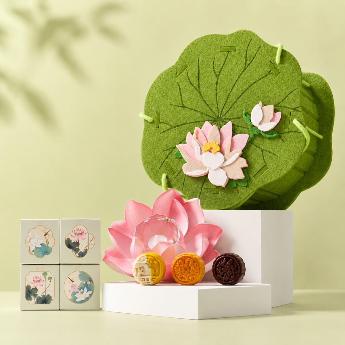 Emerald Lotus - 4pcs - Mooncake gift box